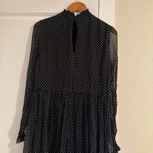 Sezane Black and White Dotted Long Sleeve Dress